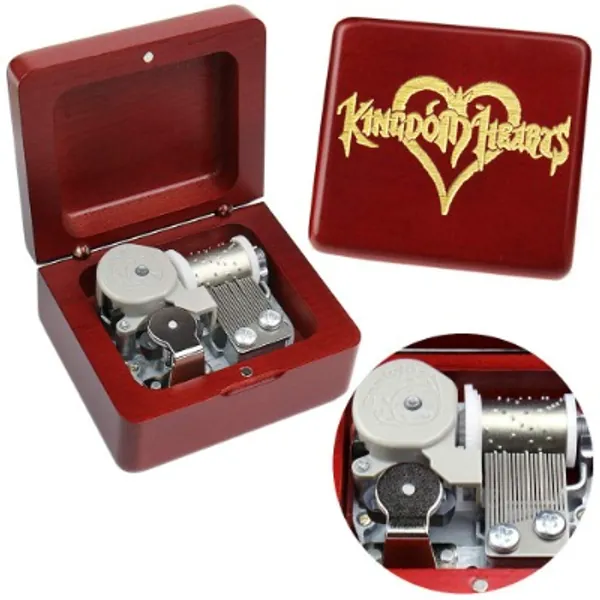 Kingdom Hearts Music Box Red Vintage Wood Carved Mechanism Musical Box Wind Up Music Box Gift for Christmas,Birthday,Valentine's Day,Best Gift for Kids,Friends