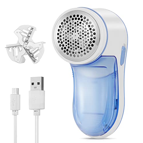 LEBEXY Fusselrasierer,Tragbarer Fusselentferner Elektrisch mit USB Aufladbar und 1 Ersatzklingen für Verschiedene Stoffe (Blau) - Blau