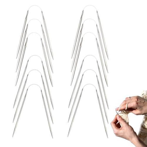 12 Stück Rundstricknadeln Stricknadeln Rundstricknadel Sockenstricknadeln 2mm/2.5mm/3mm/4mm Stricknadeln für Socken Ärmeln Mützen und Handschuhen (21cm)