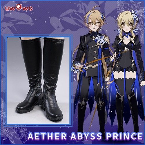 Uwowo Exclusive Authorization Genshin Impact Fanart Aether Abyss &Lumine Abyss Princess  Cosplay Shoes - 37