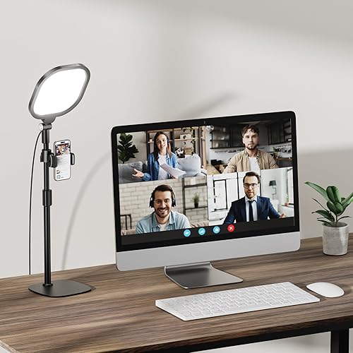 Zoom Lighting for Computer, Adjustable Desk Lighting for Video Calls, 30 Light Modes Video Conference Light, Desk Ring Light with Stand for Webcam, Meetings, Live Stream, Home Office. CRI 97.8 - Black-1 pack