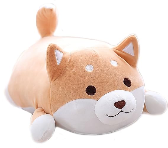 MISS TUTU Shiba Inu Dog Super Soft Plush Throw Pillow Lifelike Animal Pillows Plush Toy for Valentine's Gift, Bed,Sofa Chair - Brown 2-60cm