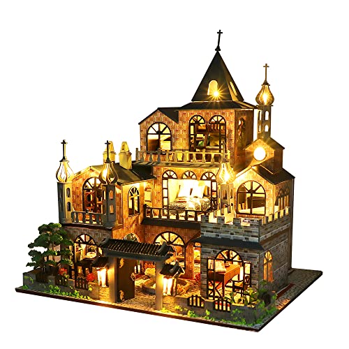 CUTEBEE Dollhouse Miniature with Furniture, DIY Wooden Dollhouse Kit Plus Dust Proof and Music Movement, Creative Room Idea (Dream Come True) - Dream Come True
