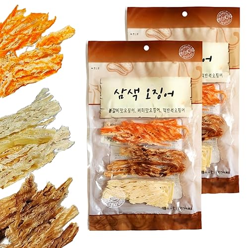 JOKUNA - Korean dried squid - Soft and chewy texture squid (Spicy, Butter, Roasted) (Mix - 2 pack) - Mix - 2 pack