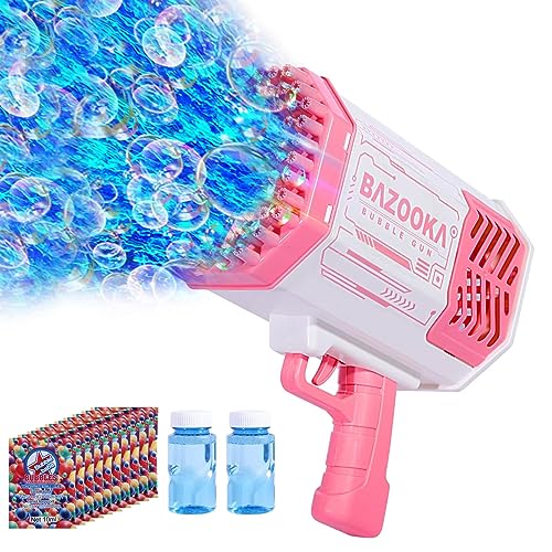 Bubble Machine Gun, Bubbles Kids Toys with Thousands Bubbles and Colorful Lights, Pink Outdoor Toys Wedding Party Fun Christmas Gifts for Boys Girls - Pink