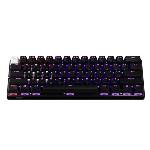 Logitech G PRO X 60 Lightspeed Wireless Gaming Keyboard, Ultra Compact TKL 60% Mechanical Keyboard for Windows PC, LIGHTSYNC RGB, Dual-Shot PBT Keycaps, GX Optical Tactile Switches - Black - Black - 60% - Wireless - Tactile - Keyboard