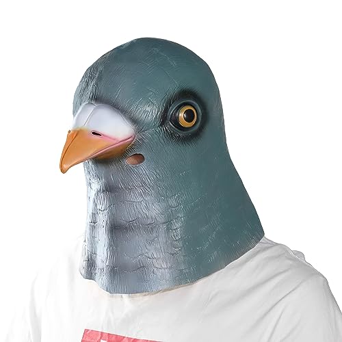 Farango Pigeon Mask - Realistic Latex Bird Head Mask for Halloween, Costume Party, Carnival, and Cosplay