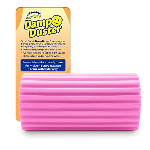 Scrub Daddy Damp Duster, Magical Dust Cleaning Sponge, Dusters for Cleaning, Venetian & Wooden Blinds Cleaner, Vents, Radiator, Skirting Boards, Mirrors, Dust Brush Tools, Home Gadgets, Light Pink - Light Pink - Single
