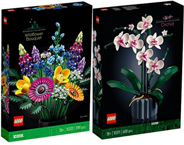 Lego Set of 2: 10311 Orchid & 10313 Wild Flower Bouquet