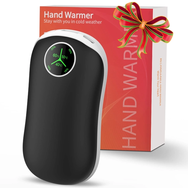 Jialexin Hand Warmers Rechargeable, 5000mAh Electric Portable Pocket Warmer/Power Bank, Hand Warmer with Digital Display, for Outdoor Sports, Hunting, Golf, Camping, Warm Gifts for Women, Men