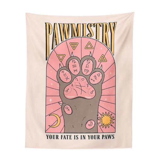 MBVBN Kawaii Tapestry Kawaii Wall Decor Pink Cat Paw Tapestry Kawaii Room Decor Pink Kawaii Room Decor Kawaii Bedroom Decor (Pink) - Pink,Purple