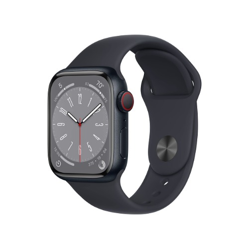 Apple Watch Series 8 [GPS + Cellular 41mm] Smart Watch w/ Midnight Aluminum Case with Midnight Sport Band - S/M. Fitness Tracker, Blood Oxygen & ECG Apps, Always-On Retina Display, Water Resistant - 41mm S/M - fits 130–180mm wrists 41mm Midnight Aluminium Case w Midnight Sport Band Without AppleCare+