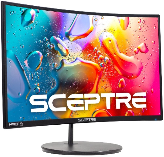 Sceptre 24" Curved 75Hz Gaming LED Monitor Full HD 1080P HDMI VGA Speakers, VESA Wall Mount Ready Metal Black 2019 (C248W-1920RN) - Monitor Monitor