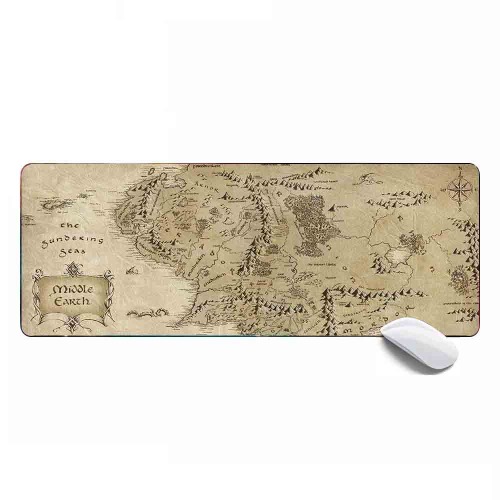 Gaming Mouse Pad XL,Extended Large Mouse Mat Desk Pad 31.5x11.8x0.12IN,Stitched Edges Non Slip Mousepad for Computer,Office,Keyboard and Laptop-Middle Earth Map - fengjing8
