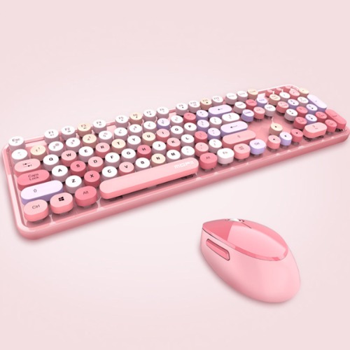Spring Multi Wireless Keyboard And Mouse Set - PASTEL PINK