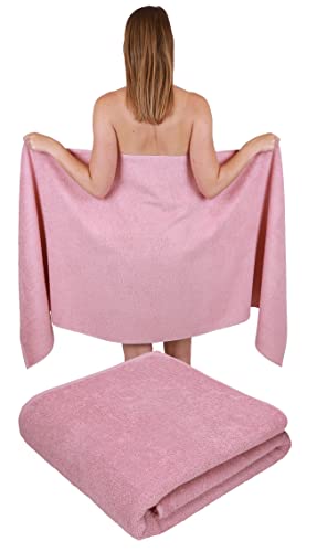 Betz 2 Stück Saunatuch Saunatücher Set BERLIN Größe 70x200 cm XXL Sauna Handtuch Weich Groß Frottee Badetuch 100% Baumwolle Farbe lotus - Lotus