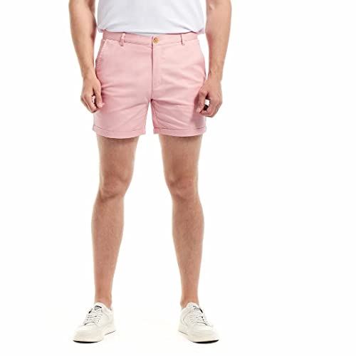 AIMPACT Mens Chino Shorts Slim-fit 5.5" Flat Front Stretch Casual Short Shorts - 38 - Pink