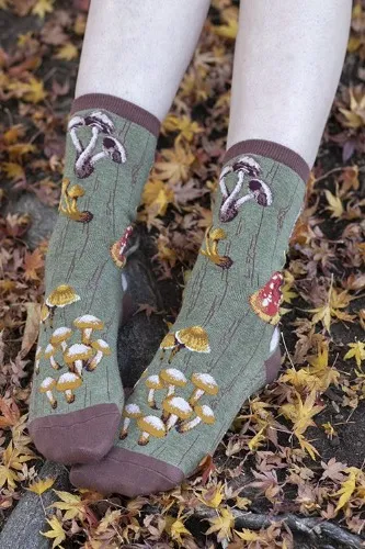 Forest Mushrooms Crew /  Heather-Green 