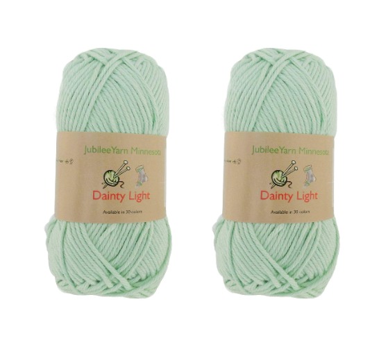 JubileeYarn Dainty Light Yarn - Worsted Weight Cotton - 100g/Skein - 503 Green Mint - 2 Skeins