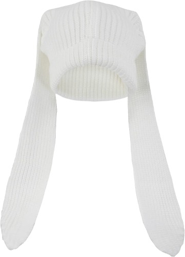Knit Beanie Hats Cute Bunny Long Ears Funny Hat Fluffy Winter Cap Warm Knit Rabbit Crochet Skull Cap Outdoor Slouchy Hat - No Threads White