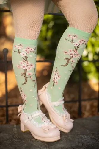Cherry Blossom Knee High / Cameo Green