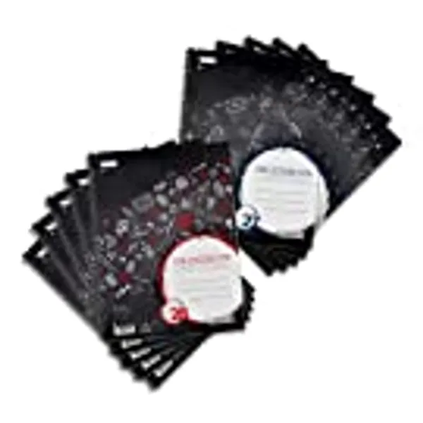 Landre Collegeblock A4, kariert und liniert, mit Rand, 80 Blatt, schwarz, 10 Stück