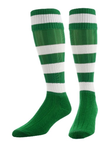 Striped Rugby Socks | Kelly/White / Large