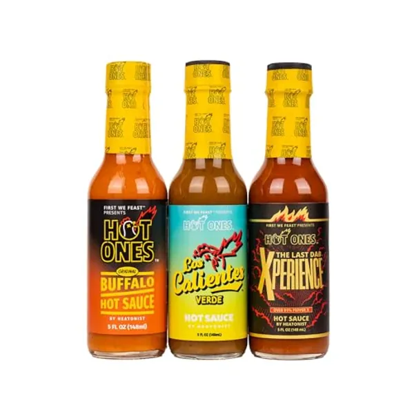 Hot Ones Season 23 The Classic Trio, Hot Sauce Pack With The Buffalo Hot Sauce, Los Calientes Verde & The Last Dab: Xperience, Made With All Natural Ingredents, 5 fl oz Bottles (3-Pack) - Season 23 Trio Pack