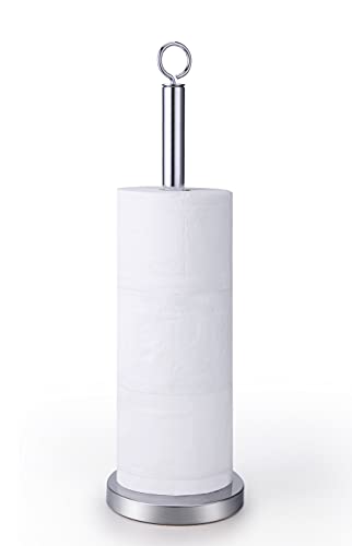 SunnyPoint Elite Heavy Weighted Sturdy Spare Toilet Paper Roll Holder Storage Stand - Stainless Steel - 4 Rolls - 21.5" Height