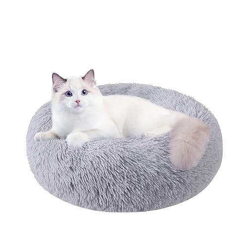20 Inch Dog Bed for Small Medium Large Dogs, Washable-Round Pet Bed for Puppy and Kitten with Slip-Resistant Bottom - 20.0"L x 20.0"W x 6.0"Th - light grey