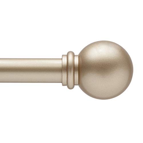 Kenney KN71705 Chelsea Ball End Standard Decorative Window Curtain Rod, 48-86" Adjustable Length, Soft Brass Finish, 5/8" Diameter Steel Tube, 1-Pack - 1-Pack - 48-86" - Soft Brass