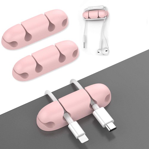 OUSHGO Pack of 3 Cable Clips Cable Organizer Clips Compact Design Desk Wire Holder Strong Adhesive Multipurpose Cord Holder USB Cable for Home, Office, Car, Desk Accessories (Pink)