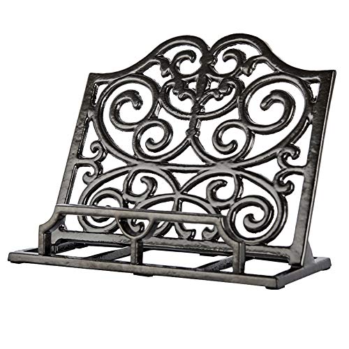 Vintage Cookbook Stand Cast Iron, Decorative Metal Cookbook Recipe Holder for Cookbooks or iPad Stands for Kitchen, Coffee Gold - 11.4" * 9.1" - Coffee Gold