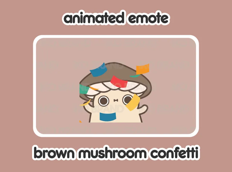 Animated Emote - Brown Mushroom Confetti Party Hype  | Cute | Kawaii | Chibi | Twitch, YouTube, Discord | Stream Emotes & Alerts