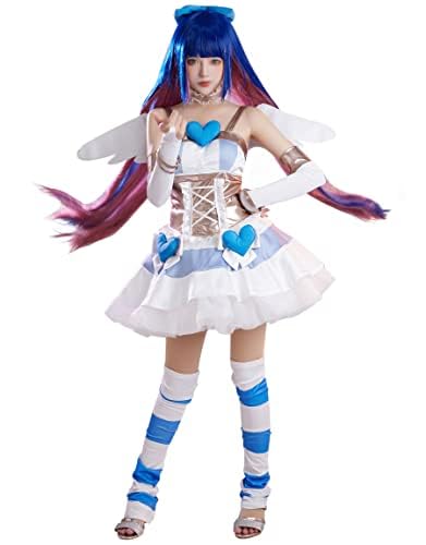Miccostumes Womens Anime Dress Blue Heart Cosplay Costume with Wings - Small