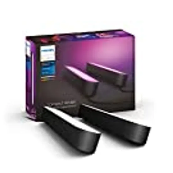 Philips Hue Play White & Color Smart Light, 2 Pack Base kit, Hub Required/Power Supply Included (Works with Amazon Alexa, Apple Homekit & Google Home), Black, Base Kit - 2 Pack
