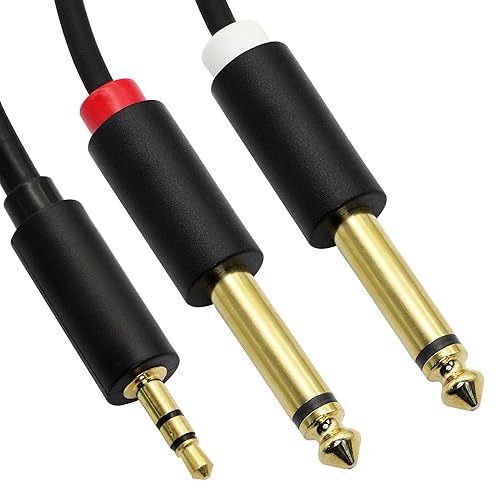 3,5 mm auf Dual 6,35 mm Audiokabel, 3,5 mm TRS Stereo Stecker auf Dual 1/4 Zoll TS Mono Stecker Y-Splitterkabel Adapter, für Heim-Stereoanlage, Notebook, Computer, Mixer, MP3-Player etc. (3m)