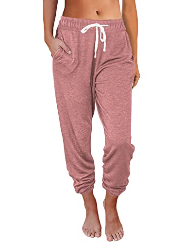 AUTOMET Baggy Sweatpants for Women with Pockets-Lounge Womens Pajams Pants-Womens Running Joggers Fall Clothes Outfits 2023 - Pink - Small
