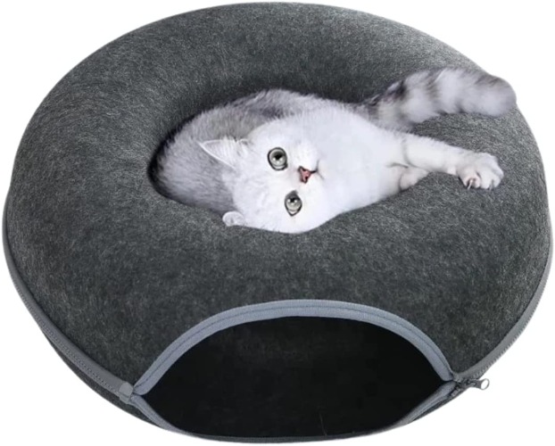Apex Pets Cat Tunnel Bed | Cat Cave Bed | Beds for Indoor Cats | Large Cat House for Pet Cat Cave (Dark Gray) - Dark Gray