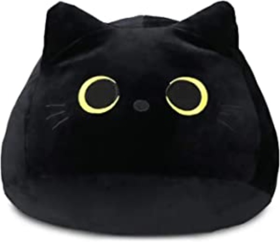 YOMOTREE Cat Stuffed Animal Toy Pillow, Soft Plush Pillow, Black Cat Plush Toy, Gifts for Boys Girls Kids (20cm/7.8in)