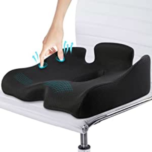 Benazcap Memory Seat Cushion for Office Chair Pressure Relief Sciatica & Tailbone Pain Relief Memory Foam Firm Coccyx Pad for Long Sitting, for Office Chair, Gaming Chair and Car Seat