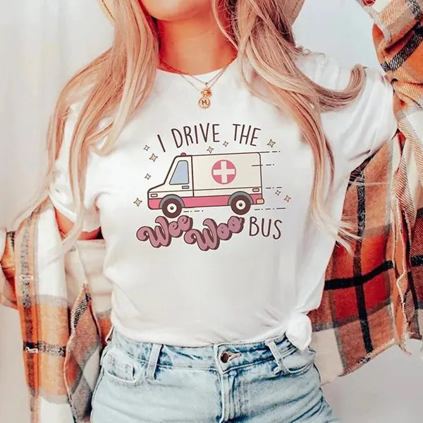 EMT Shirt - Womens Paramedic EMS T-Shirt, Wee Woo Bus Emergency Medical Technician Shirt Women, First Responder, EMT Graduation Gift