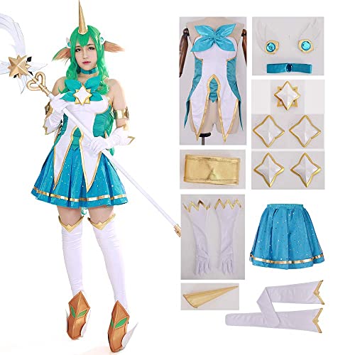 miccostumes Women's Game Cosplay Costume Green Shining Skirt - Medium