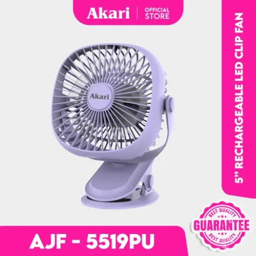 Akari 5" Rechargeable Clip Fan with LED 