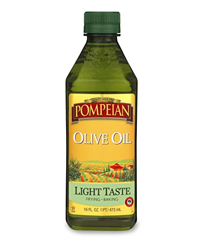 Pompeian Light Taste Olive Oil, Subtle Flavor, Perfect for Frying & Baking, Naturally Gluten Free, Non-Allergenic, Non-GMO, 16 FL. OZ. - 16 Fl Oz (Pack of 1)