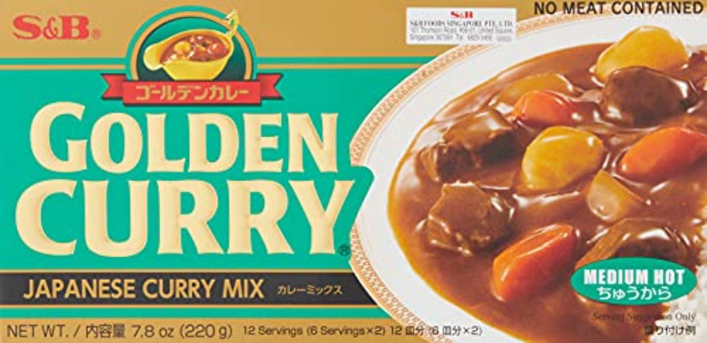 S&B Golden Curry Sauce Mix, Medium Hot, 7.8 Ounce - Medium Hot