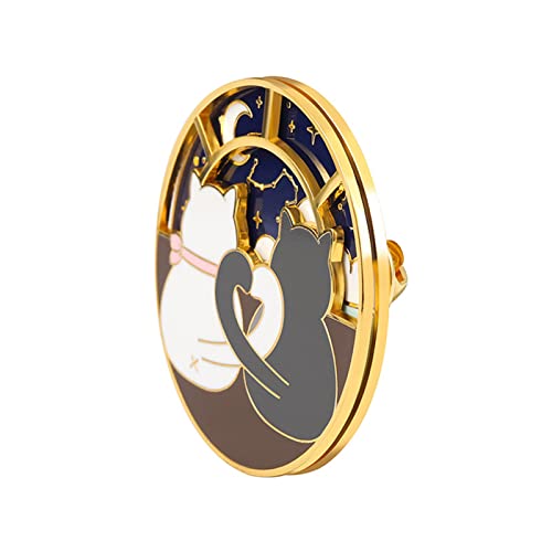 Spinner Anime Cat Enamel Pin - Rotatable Cute Couple Cats Alloy Metal Brooch Lapel Pins for Backpack Bag Jackets - spin cat pin