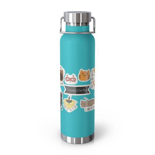 Everyday is Cat Day Thermos Bottle 22oz - Mint Green / 22oz