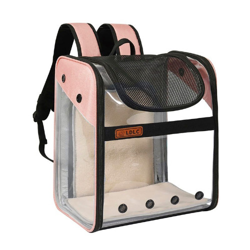 Cat Dog Backpack, Transparent Extendable Breathable Mesh Pet Outdoor Carrier - Pink