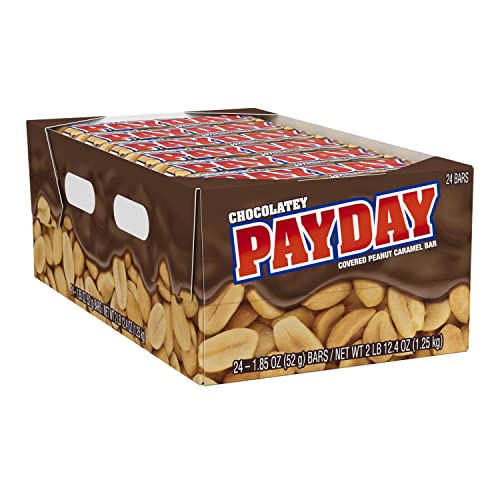 PAYDAY Chocolatey Peanut Caramel Candy, Bulk, Individually Wrapped, 1.85 oz Bars (24 Count)